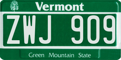 VT license plate ZWJ909
