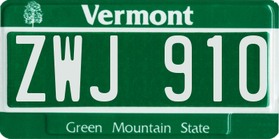 VT license plate ZWJ910