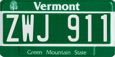 VT license plate ZWJ911