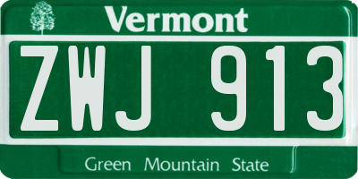 VT license plate ZWJ913