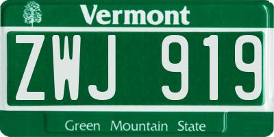 VT license plate ZWJ919