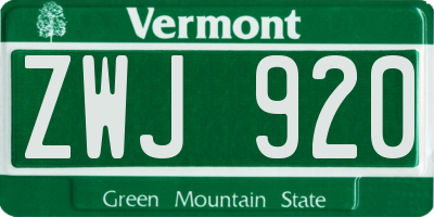 VT license plate ZWJ920