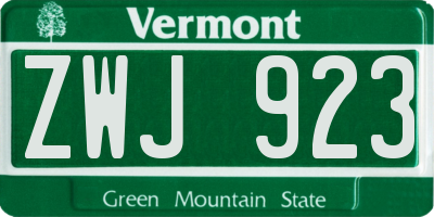VT license plate ZWJ923