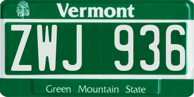 VT license plate ZWJ936