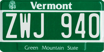VT license plate ZWJ940