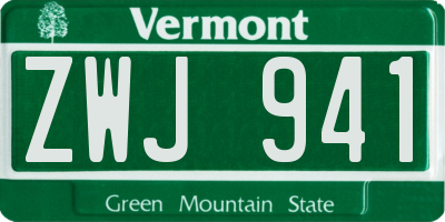 VT license plate ZWJ941
