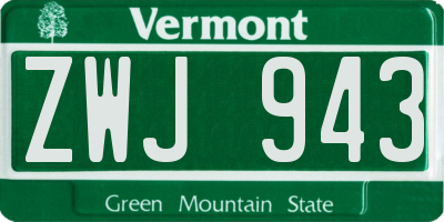 VT license plate ZWJ943