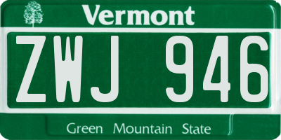 VT license plate ZWJ946