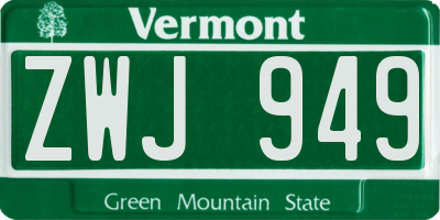 VT license plate ZWJ949