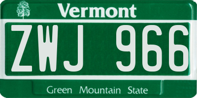 VT license plate ZWJ966