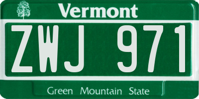 VT license plate ZWJ971
