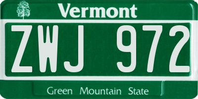 VT license plate ZWJ972