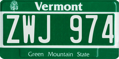 VT license plate ZWJ974