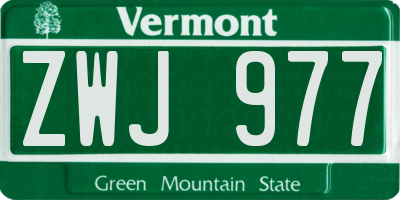 VT license plate ZWJ977