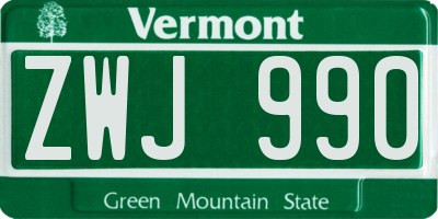 VT license plate ZWJ990