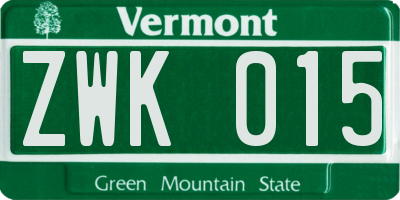 VT license plate ZWK015