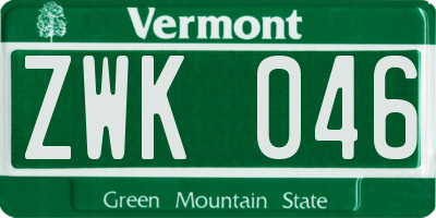 VT license plate ZWK046