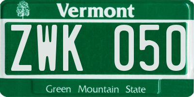 VT license plate ZWK050