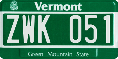 VT license plate ZWK051