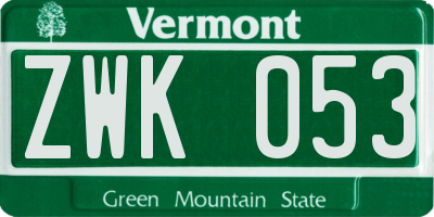 VT license plate ZWK053