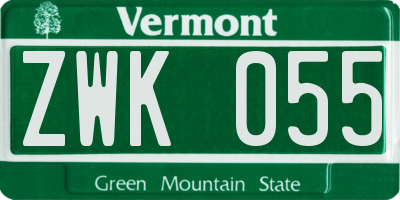 VT license plate ZWK055