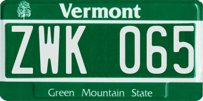VT license plate ZWK065