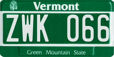 VT license plate ZWK066