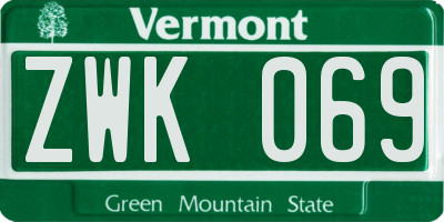 VT license plate ZWK069