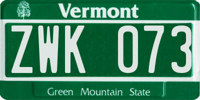 VT license plate ZWK073