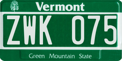 VT license plate ZWK075