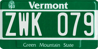 VT license plate ZWK079