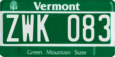 VT license plate ZWK083