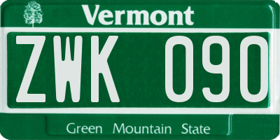 VT license plate ZWK090