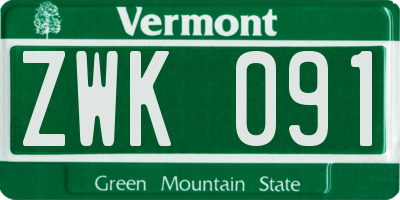 VT license plate ZWK091