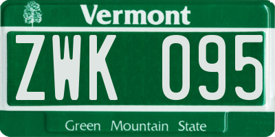 VT license plate ZWK095