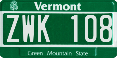 VT license plate ZWK108