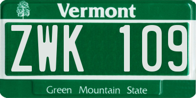 VT license plate ZWK109