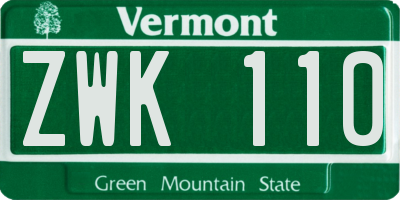 VT license plate ZWK110