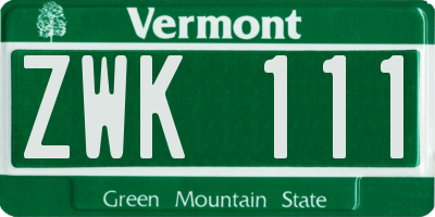 VT license plate ZWK111