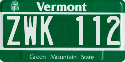 VT license plate ZWK112