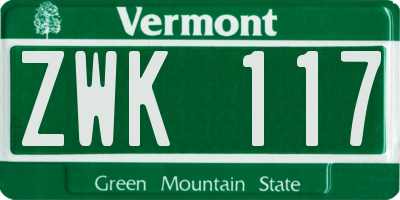 VT license plate ZWK117