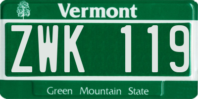 VT license plate ZWK119