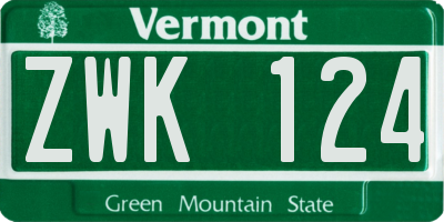 VT license plate ZWK124