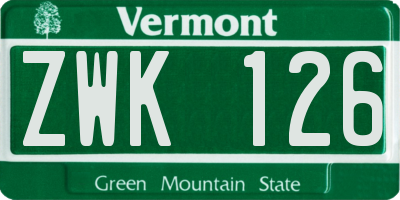 VT license plate ZWK126