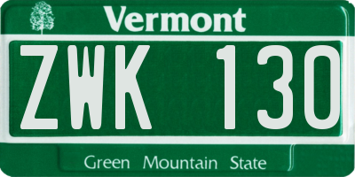 VT license plate ZWK130
