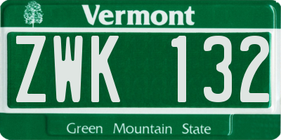 VT license plate ZWK132
