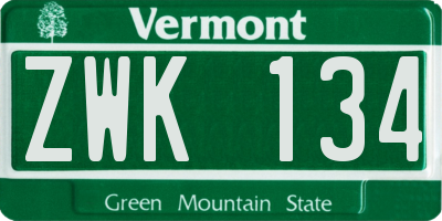 VT license plate ZWK134