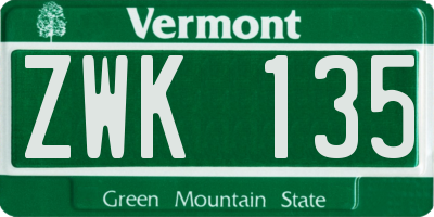 VT license plate ZWK135