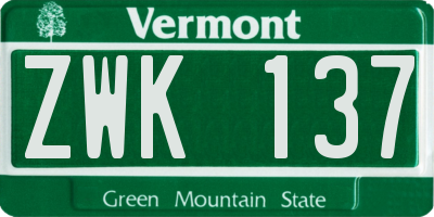 VT license plate ZWK137