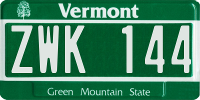 VT license plate ZWK144